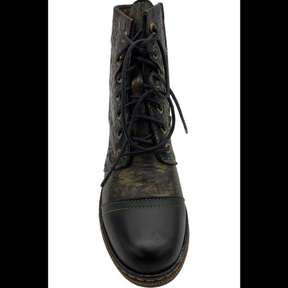 L'Artiste by Spring Step Leather Lace-Up Boots Fallinluv Black Multi - Medium - Picture 3 of 3